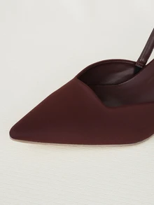 Clariva Giày cao gót Kitten Heel màu trơn dành cho nữ, Giày cao gót mũi nhọn thanh lịch, Giày cao gót hở mũi quai mắt cá chân thời trang, Quà tặng Giáng sinh - màu nâu - Xem 5