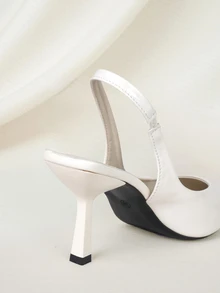 Clariva 女士小猫跟鞋，尖头漆皮细高跟婚鞋伴娘鞋，百搭优雅女士个性化绑带凉鞋圣诞礼物 - 杏色 - 查看 4