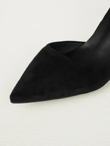 Clariva 秋冬款黑色丝绒新娘婚鞋，新款旗袍/长袍/婚纱两穿珍珠高跟鞋，优雅，派对圣诞礼物 - 黑色 - 查看 4