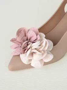 Clariva Chaussures à talons hauts à bout pointu casual pour femmes, motif floral à talon épais, style formel élégant, printemps/été extérieur, couleur chameau, cadeaux de Noël - Camel - Voir 4