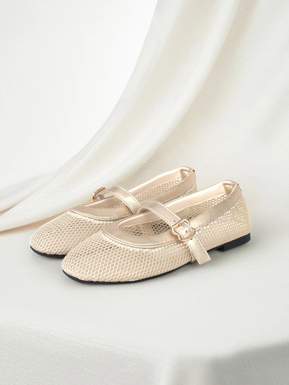 Clariva Fall/Winter Women's 2025 New Flat Mary Jane Shoes With Strap, Net Mesh Fairy Style Loafers, Round Toe Versatile Breathable Flats,Ballet Gifts