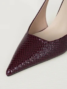 Clariva Giày cao gót nữ thu/đông, giày cao gót mũi nhọn, dép xăng đan hở gót mỏng thời trang, trang phục dự tiệc thanh lịch, giày cao gót mèo con, quà tặng Giáng sinh - Màu Đỏ Sâu - Xem 5