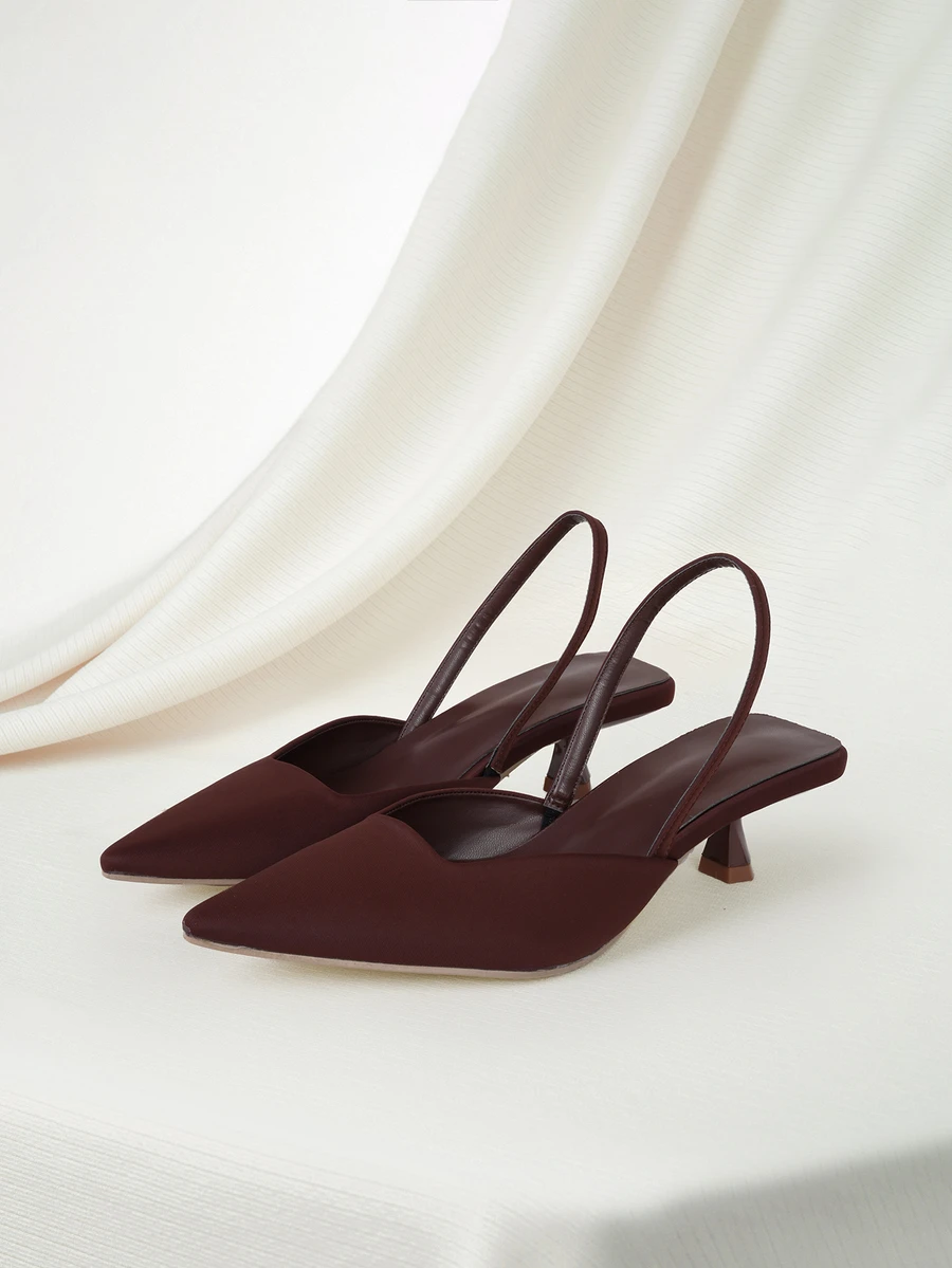 Clariva Giày cao gót Kitten Heel màu trơn dành cho nữ, Giày cao gót mũi nhọn thanh lịch, Giày cao gót hở mũi quai mắt cá chân thời trang, Quà tặng Giáng sinh