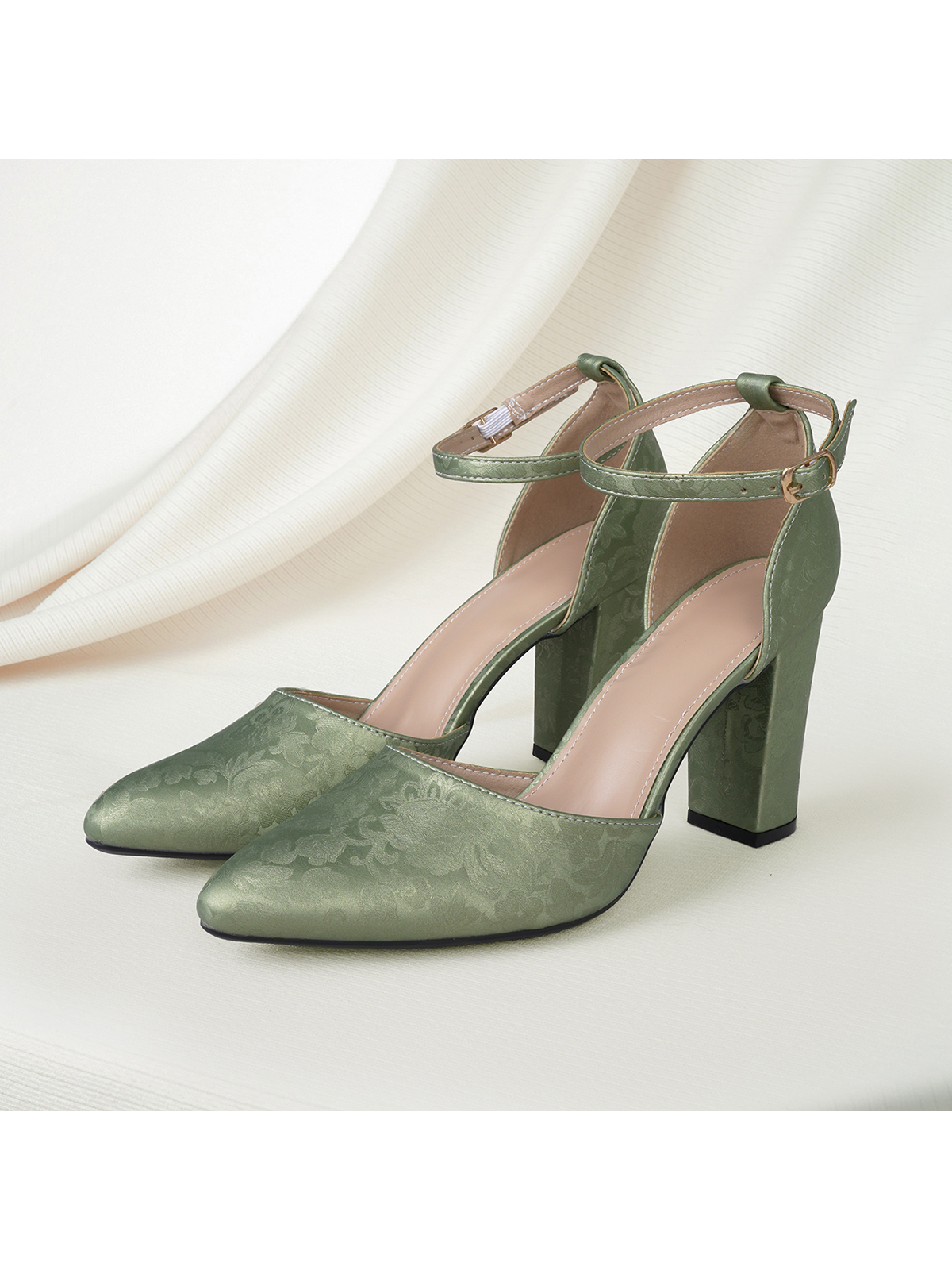 Sandalias de tacón medio huecas con hebilla y punta puntiaguda para mujer, diseño de empalme, elegantes, regalo de Navidad