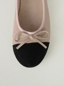 Clariva Chic Bowknot Patchwork Flat Shoes, Spring/Summer/Fall, Low Cut Granny Shoes With Soft Sole, Comfortable And Lightweight Gifts - Khaki - View 5