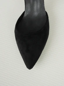 Clariva 秋冬款黑色丝绒新娘婚鞋，新款旗袍/长袍/婚纱两穿珍珠高跟鞋，优雅，派对圣诞礼物 - 黑色 - 查看 5