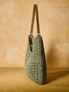 Tropiscape Women's Hand-Woven Grandmother Check Contrasting Large Capacity Tote Bag Gifts - Green - View 4