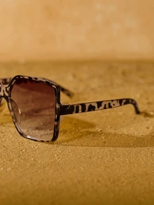 Tropiscape 1副超大Y2K时尚眼镜，个性化眼镜，适合拍照、驾驶、海滩，撞色波西米亚风，营造夏季海滩度假、户外活动、旅行的圣诞礼物氛围 - 駝色 - 查看 3