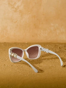 Tropiscape 1 Pair Faux Pearl Decor Acrylic Cat Eye Fashionable Glasses Beach Accessories For Women Glasses Shades Basics Fall Winter Women Outfits Clothes Business Casual Gifts For Summer Beach Vacation,Outdoor,Travel Gifts - Multicolor - View 2