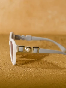 Tropiscape 1 Pair Faux Pearl Decor Acrylic Cat Eye Fashionable Glasses Beach Accessories For Women Glasses Shades Basics Fall Winter Women Outfits Clothes Business Casual Gifts For Summer Beach Vacation,Outdoor,Travel Gifts - Multicolor - View 3