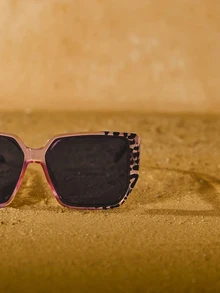 Tropiscape Classic Retro Square Frame Plastic Sunglasses For Women, Fashionable Decoration For Outdoor Travel, Beach Vacation, UV Protection Eyewear Sunglasses Beach Sun Glasses Beach Accessories For Women Sun Glasses Sunglasses Shades Leopard Print Fashionable Shade Elegant Outfit Family Outings Travel Vacation Holiday For Summer Beach Vacation,Outdoor,Travel New Year Cottagecore,SummerOutfit - Multicolor - View 5