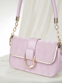 Clariva 女士时尚简约腋下小方肩包斜挎包，2025新款圣诞礼物 - 粉色 - 查看 3