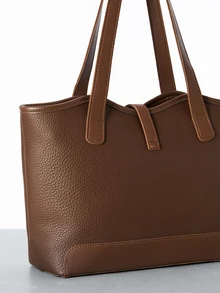 CHICVUE Women's Casual Splicing Zipper Shoulder Bag With Large Capacity For Everyday Use Handbags, New In Fall/Winter Large Capacity Shoulder Tote Bag Gifts - Coffee Brown - View 6