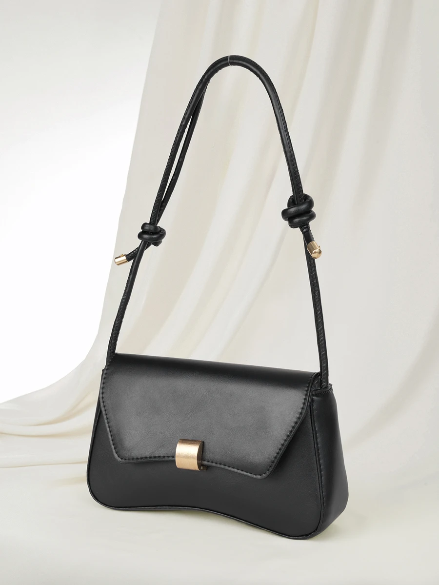 Clariva 新款简约纯色PU皮方翻盖手提包，小众时尚户外旅行度假腋下包，便携优雅商务通勤斜挎包，适合日常工作，轻便新款街头购物女式单肩包，圣诞礼物