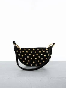 CHICVUE Steampunk Style Mushroom Rivet Shoulder Bag For Women Gifts - Black - View 3