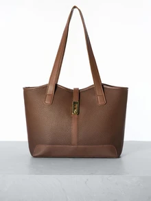 CHICVUE Women's Casual Splicing Zipper Shoulder Bag With Large Capacity For Everyday Use Handbags, New In Fall/Winter Large Capacity Shoulder Tote Bag Gifts - Coffee Brown - View 3