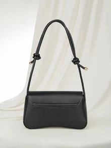 Clariva 新款简约纯色PU皮方翻盖手提包，小众时尚户外旅行度假腋下包，便携优雅商务通勤斜挎包，适合日常工作，轻便新款街头购物女式单肩包，圣诞礼物