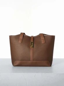 CHICVUE Women's Casual Splicing Zipper Shoulder Bag With Large Capacity For Everyday Use Handbags, New In Fall/Winter Large Capacity Shoulder Tote Bag Gifts - Coffee Brown - View 2