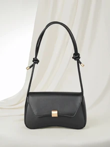 Clariva 新款简约纯色PU皮方翻盖手提包，小众时尚户外旅行度假腋下包，便携优雅商务通勤斜挎包，适合日常工作，轻便新款街头购物女式单肩包，圣诞礼物