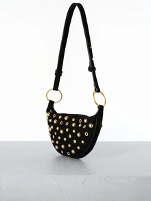 CHICVUE Steampunk Style Mushroom Rivet Shoulder Bag For Women Gifts - Black - View 2