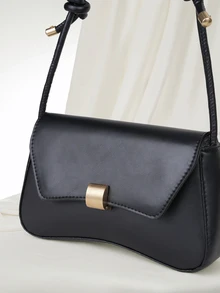 Clariva 新款简约纯色PU皮方翻盖手提包，小众时尚户外旅行度假腋下包，便携优雅商务通勤斜挎包，适合日常工作，轻便新款街头购物女式单肩包，圣诞礼物