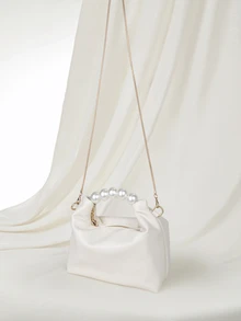 Clariva Fashionable,Minimalist,Casual,Mini Faux Pearl Decor Satchel Bag For Girl, Teen Girls & Women Gifts - White - View 2