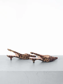 CHICVUE 秋冬女士豹纹高跟鞋，夏季尖头低跟或细高跟鞋，时尚独特的穆勒鞋，优雅的猫跟鞋，派对圣诞礼物 - 彩色 - 查看 2