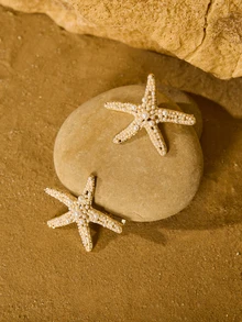 Tropiscape 2件套海洋系列女士发饰，包括海星发夹和仿珍珠海星发卡，波西米亚风，Y2K风格爪夹发卡，发夹，学生用品，珍珠发饰圣诞礼物 - 金色 - 查看 3