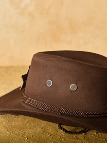 Tropiscape 1顶可拆卸徽章西部牛仔帽，宽檐巴拿马帽，适合西部主题活动、派对、订婚、角色扮演、毕业典礼、化装舞会、节日、婚礼、生日、音乐节和休闲场合，亦可作为圣诞礼物。 - 禮帽 - 查看 5