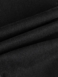 Women's Solid Color Front Button Pockets Casual Skinny Jeans - Black - View 7