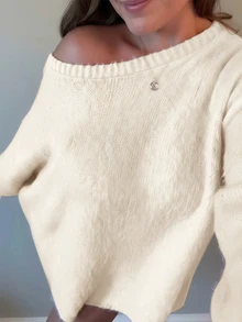 Pull Joy Knit pour femme automne/hiver - Style à la mode, hauts basiques décontractés et polyvalents, pull ras du cou minimaliste et décontracté - Tenues de bureau pour femmes, hauts de soirée, de fête