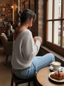 Joy Knit Women's New Autumn/Winter Sweater - Autumn/Winter Valentine's Day Sweater - Hollow-Out Bowknot Design On Back, Reversible Pullover Long Sleeve Winter Sweater