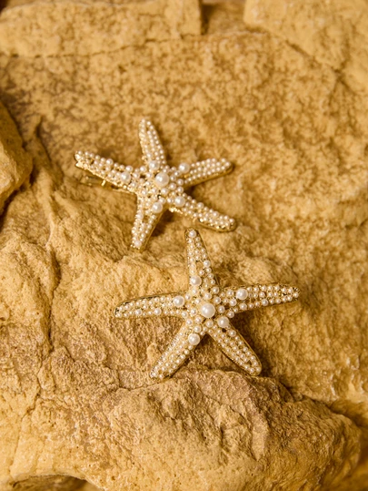 Tropiscape 2 chiếc phụ kiện tóc Ocean Series dành cho nữ, bao gồm kẹp tóc hình sao biển và kẹp tóc hình sao biển giả ngọc trai Boho, kẹp tóc hình móng vuốt Y2k, kẹp tóc hình móng vuốt, đồ dùng học tập, phụ kiện tóc ngọc trai làm quà tặng Giáng sinh