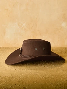 Tropiscape 1顶可拆卸徽章西部牛仔帽，宽檐巴拿马帽，适合西部主题活动、派对、订婚、角色扮演、毕业典礼、化装舞会、节日、婚礼、生日、音乐节和休闲场合，亦可作为圣诞礼物。 - 禮帽 - 查看 3