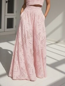 （1 件）复古花卉镂空全刺绣 A 字中长裙，优雅精致的半身裙，不含背心，哥特风，圣诞节