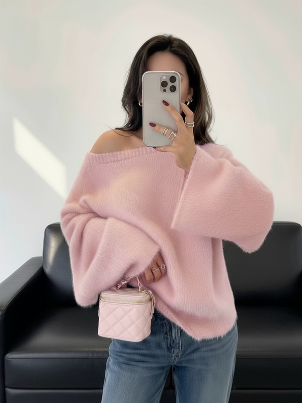 Joy Knit Women's Autumn/Winter Sweater - Fashionable New Style, Casual & Versatile Basic Tops, Minimalist Relaxed Fuzzy Crew Neck Pullover Knit Top - Office Outfits For Women, Going Out Tops, Party