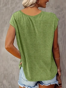 3pcs Solid V-Neck T-Shirts, Casual Short Sleeve Tees For Women, Spring And Summer - Multicolor - View 3