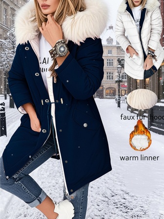 女式双面长袖毛领夹克，秋冬