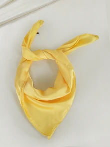 Clariva 1pc Solid Color Elegant Unique Classic Lightweight Versatile Women Scarf For Spring & Autumn Gifts - Yellow - View 4