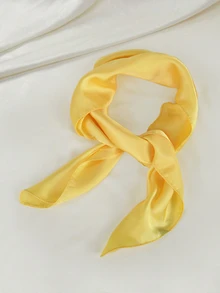 Clariva 1pc Solid Color Elegant Unique Classic Lightweight Versatile Women Scarf For Spring & Autumn Gifts - Yellow - View 2