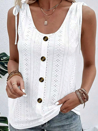 2025 Nytt enfärgat rundhalsat linne, avslappnad ärmlös linne för kvinnor, bekväm och trendig - Lämplig för vår/sommar, vardag och hemmabruk