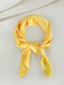 Clariva 1pc Solid Color Elegant Unique Classic Lightweight Versatile Women Scarf For Spring & Autumn Gifts - Yellow - View 3