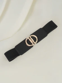 Clariva 1pc Women's Elegant Fashion D-Letter Dress With Elastic Waistband Summer, School Fall, Autumn, Gifts - Black - View 4