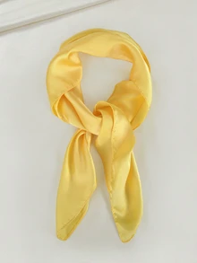 Clariva 1pc Solid Color Elegant Unique Classic Lightweight Versatile Women Scarf For Spring & Autumn Gifts - Yellow - View 1