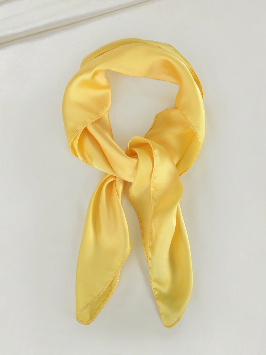 Clariva 1pc Solid Color Elegant Unique Classic Lightweight Versatile Women Scarf For Spring & Autumn Gifts - Yellow - View 1