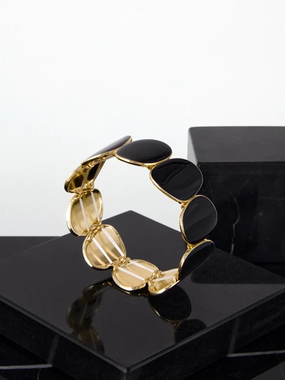 CHICVUE 1 pieza Brazalete minimalista y elegante de color negro, diseño único y elegante para mujer, adecuado para uso diario y como regalo de Navidad