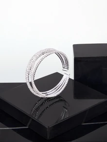 CHICVUE Rhinestone Decor Cuff Bangle Gifts - Silver - View 4