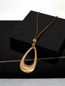 CHICVUE 1pc Vintage Teardrop-Shaped Pendant Women's Necklace Gifts - Brown - View 3