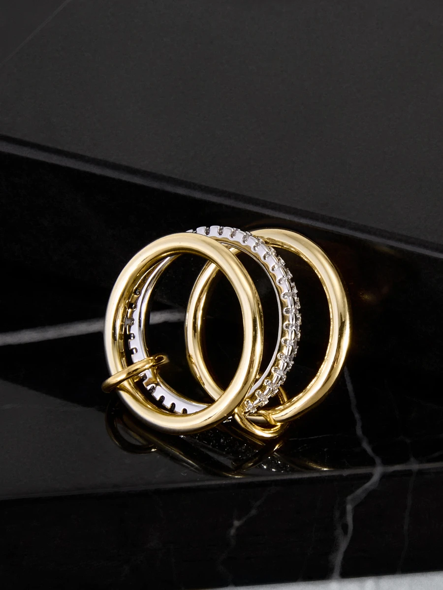 CHICVUE Women's 16k Gold Plated Cubic Zirconia Stacking Ring - Fine Jewelry Gift Gifts - Multicolor - View 1