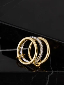 CHICVUE Women's 16k Gold Plated Cubic Zirconia Stacking Ring - Fine Jewelry Gift Gifts - Multicolor - View 11